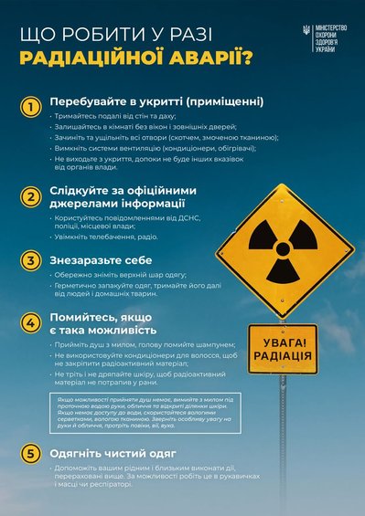 Що робити у разі радіаційної аварії — поради МОЗ