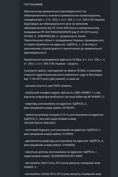 Через сплив строків давності суд закрив справу посадовця Житомирської ОДА та скасував арешт на iPhone 6 й інше майно Через сплив строків давності суд закрив справу посадовця Житомирської ОДА та скасував арешт на iPhone 6 й інше майно
