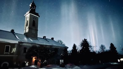 бережани, вечір, світлові ствпи бережани, вечір, світлові ствпи