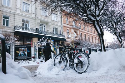 Стометрівка, Івано-Франківськ, сніг, зима, січень, замети, ровер, велосипед