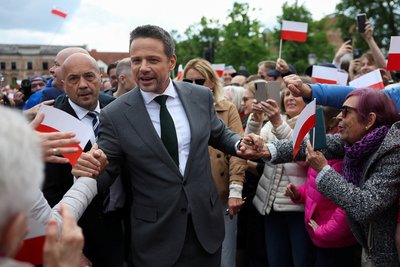 Кандидат в президенти Польщі від "Громадянської платформи", мер Варшави Рафал Тшасковський у Плоцьку 11 травня 2025 року Кандидат в президенти Польщі від "Громадянської платформи", мер Варшави Рафал Тшасковський у Плоцьку 11 травня 2025 року