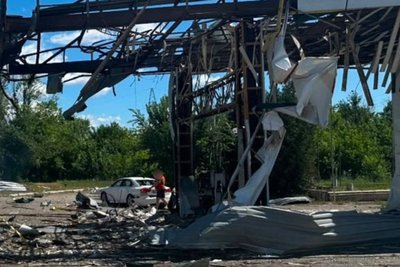 АЗС у Дергачах, яку вдень 27 червня атакували росіяни, попередньо, БпЛА типу "Італмас"