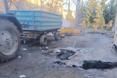 Місце влучання безпілотника в Золочеві, Харківська область, 15 березня 2026 року Місце влучання безпілотника в Золочеві, Харківська область, 15 березня 2026 року