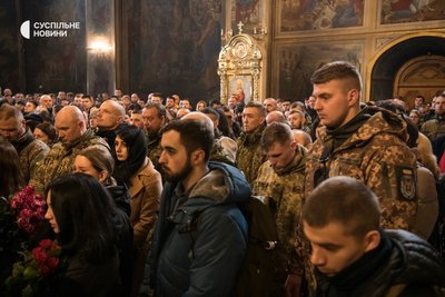 Панахида у Михайлівському соборі за загиблим Дмитром "Да Вінчі" Коцюбайлом, Київ, 10 березня 2023 року