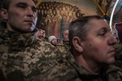 Печерській лаврі, Київ, 7 січня 2023 року. Митрополит ПЦУ Епіфаній провів першу різдвяну служба Православної церкви України в Успенському соборі на території Лаври.