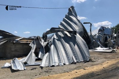 Пошкоджений зерновий термінал агропідприємства на Одещині