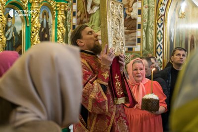 Великоднє богослужіння УПЦ (МП) у церкві преподобного Агапіта Києво-Печерської Лаври, 16 квітня 2023 року