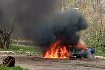 Спалена автівка в Одноробівці, Харківська область, 20 квітня 2026 року Спалена автівка в Одноробівці, Харківська область, 20 квітня 2026 року