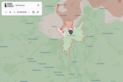 Станом на 23 вересня на мапі проєкту Deepstate деякі північні райони Куп'янська позначені окупованими Станом на 23 вересня на мапі проєкту Deepstate деякі північні райони Куп'янська позначені окупованими