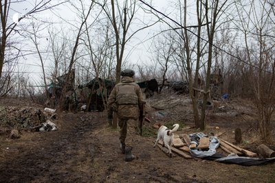 Військовий 24-ї ОМБр іде до замаскованого входу в траншею поблизу Нью-Йорка Військовий 24-ї ОМБр іде до замаскованого входу в траншею поблизу Нью-Йорка