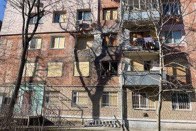 Херсон, пошкоджений будинок, 31 січня 2024 рік Херсон, пошкоджений будинок, 31 січня 2024 рік