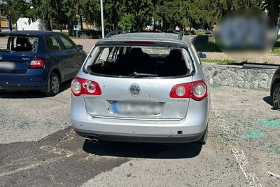 Пошкоджене через атаку РФ авто, Богодухів, 24 травня 2026 року Пошкоджене через атаку РФ авто, Богодухів, 24 травня 2026 року
