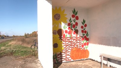 Мальви, соняшники й козаки: у селі на Черкащині розмальовують зупинку Мальви, соняшники й козаки: у селі на Черкащині розмальовують зупинку