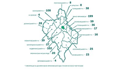 COVID-19 у районах Франківщини - де і скільки COVID-19 у районах Франківщини - де і скільки