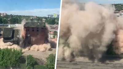 У Харкові планово підірвали частину покинутого елеватора