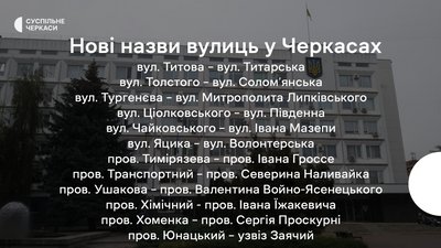 У Черкасах перейменували більше ста вулиць. Які нові назви У Черкасах перейменували більше ста вулиць. Які нові назви