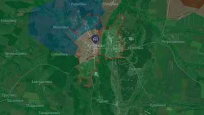 Куп'янськ на карті DeepState станом на 9 січня 2026 року