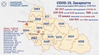 У 12 закарпатців підтверджено коронавірус упродовж доби У 12 закарпатців підтверджено коронавірус упродовж доби