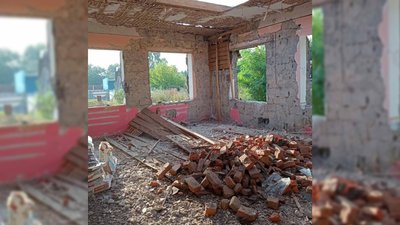 На Чернігівщині відбудовують шкільну їдальню, яка була зруйнована під час бойових дій На Чернігівщині відбудовують шкільну їдальню, яка була зруйнована під час бойових дій