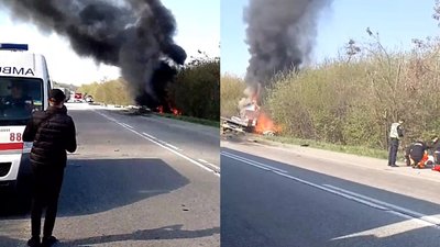 На Київ — Чоп у Рівненській області зіткнулись та загорілись авто. Є загибла і травмовані