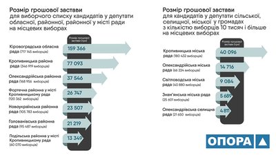 Вибори на Кіровоградщині. Розміри грошової застави для кандидатів Вибори на Кіровоградщині. Розміри грошової застави для кандидатів