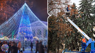 У Полтаві почали встановлення новорічної ілюмінації