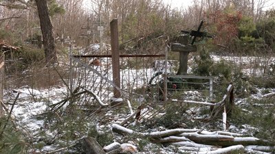 Зламані хрести, пошкоджені пам'ятники – в Ніжинському районі зруйнували могили під час вирубки дерев Зламані хрести, пошкоджені пам'ятники – в Ніжинському районі зруйнували могили під час вирубки дерев