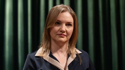 Військова омбудсманка України Ольга Решетилова під час інтервʼю Суспільному