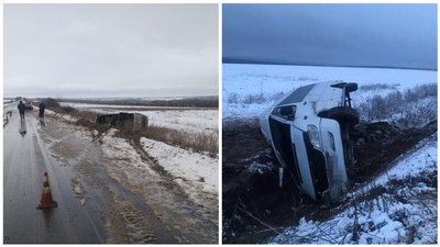 На Луганщині пасажирський мікроавтобус злетів з дороги та перевернувся
