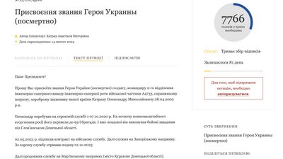 Петиція, ЗСУ, Герой України Петиція, ЗСУ, Герой України