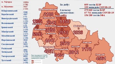 За добу на Закарпатті від ускладнень коронавірусу померли восьмеро людей За добу на Закарпатті від ускладнень коронавірусу померли восьмеро людей