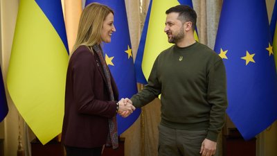 Володимир Зеленський зустрівся у Львові з Президенткою Європарламенту Володимир Зеленський зустрівся у Львові з Президенткою Європарламенту