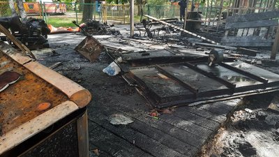 Наслідки пожежі у центральному парку Вінниці