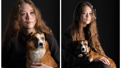 Дочка Людмила Лукіян із собакою Келлі на фотосесії Дочка Людмила Лукіян із собакою Келлі на фотосесії