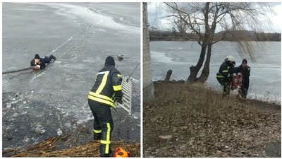 Застряг на кризі ставка: на Донеччині рятувальники витягнули чоловіка з крижаної пастки