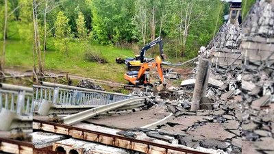 На об’їзній Чернігова розпочали розбирати завали підірваного мосту На об’їзній Чернігова розпочали розбирати завали підірваного мосту