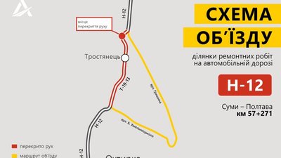 На Сумщині ремонтують дорогу Н-12 Суми – Полтава: як об'їхати