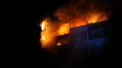 Пожежа в Сумах через обстріл РФ