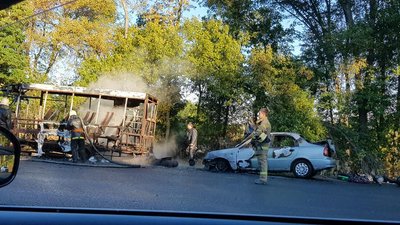 Під Сумами ущент згоріла маршрутка