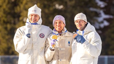 Подіум спринту в біатлоні на Олімпіаді-2026