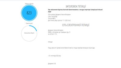 В Запоріжжі петиція щодо звільнення Анатолія Куртєва набрала необхідну кількість підписів В Запоріжжі петиція щодо звільнення Анатолія Куртєва набрала необхідну кількість підписів