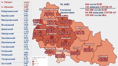 На Закарпатті за добу виявили 141 новий випадок COVID-19 На Закарпатті за добу виявили 141 новий випадок COVID-19