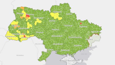 Карта зон в Україні станом на ранок Карта зон в Україні станом на ранок