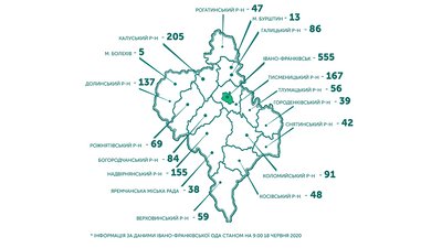 Де і скільки - COVID-19 Прикарпаття. 18 червня Де і скільки - COVID-19 Прикарпаття. 18 червня
