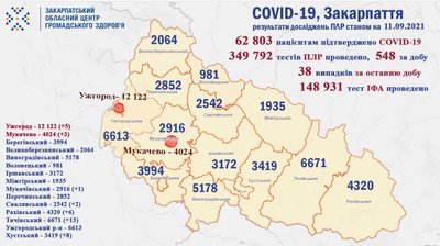 38 випадків COVID-19 підтвердили на Закарпатті впродовж доби 38 випадків COVID-19 підтвердили на Закарпатті впродовж доби
