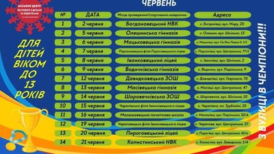 Графік "Дворових олімпійських ігор" у червні. Графік "Дворових олімпійських ігор" у червні.