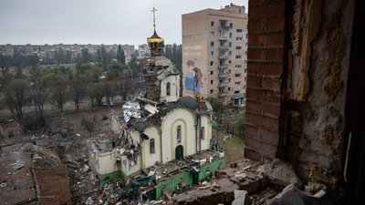 Розбита російським ударом церква у місті Краматорську