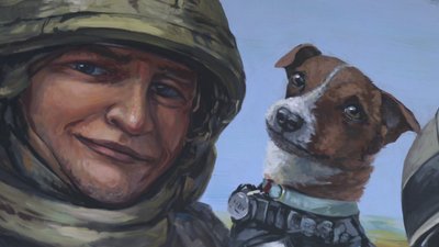 Песик Патрон, помічник чернігівських піротехніків, став героєм муралу Песик Патрон, помічник чернігівських піротехніків, став героєм муралу