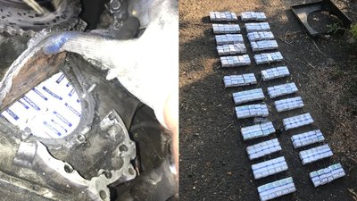 Сигарети, перекладені ватними дисками з одеколоном, виявив собака прикордонників Сигарети, перекладені ватними дисками з одеколоном, виявив собака прикордонників