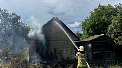 Гасіння пожежі хліва у селі Бодячів
